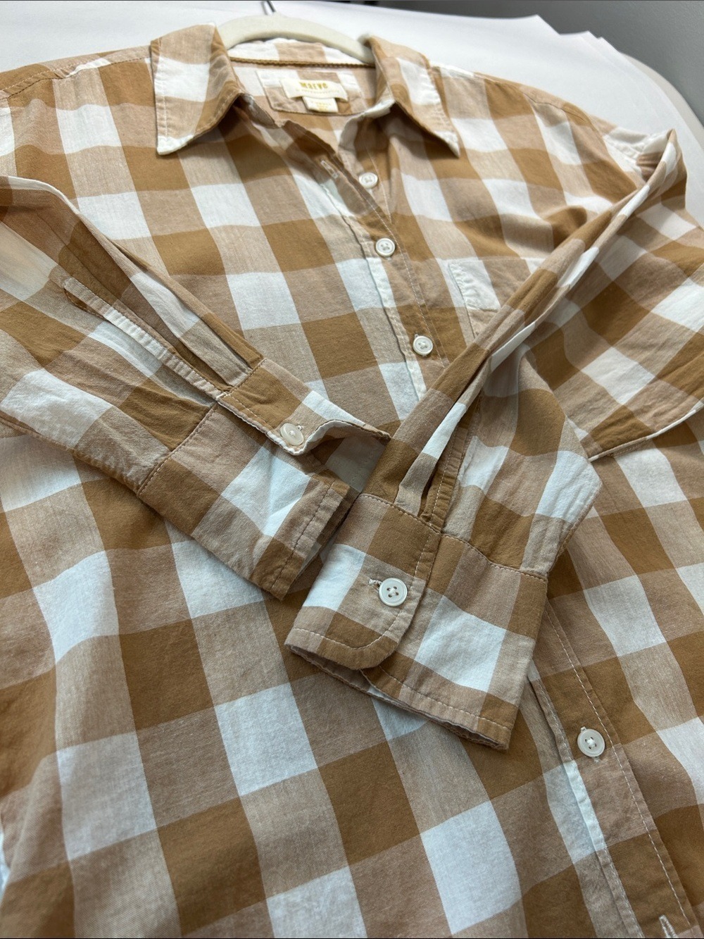Anthropologie Maeve Bennet Button Down Oversized Buffalo Check Shirt - Picture 11 of 12